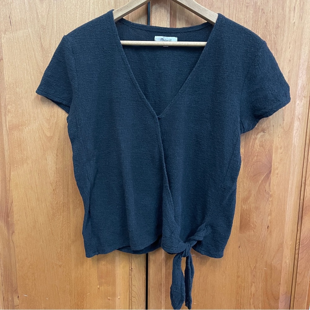 Madewell Texture & Thread Wrap Crop Tie Top  SZ Small Jacquard Superlight Cotton
